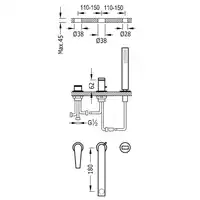 Bateria wannowa trzyotworowa CLASS z słuchawka antical Chrom TRES 20516103