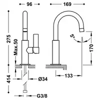 Bateria umywalkowa Stal TRES 21190401AC