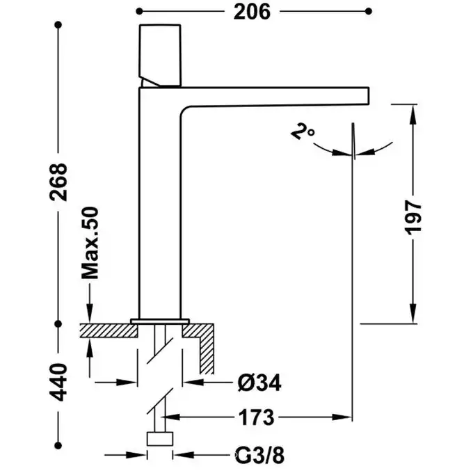 Bateria umywalkowa Stal TRES 21120302AC