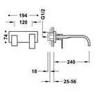 Bateria podtynkowa umywalkowa, wylewka 240 mm Stal TRES 00630012AC