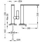 Bateria umywalkowa wylewka 34x10 mm Czerń metalizowana szczotkowana TRES 21130501KMB