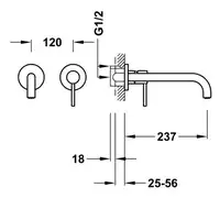 Bateria podtynkowa umywalkowa, wylewka 237 mm Matowa czerń TRES 26230002NM