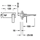 Bateria podtynkowa umywalkowa, wylewka 180 mm Chrom TRES 20230011