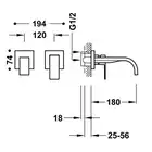 Bateria podtynkowa umywalkowa, wylewka 180 mm Matowa czerń TRES 00630001NM