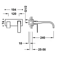 Bateria podtynkowa umywalkowa, wylewka 240 mm Matowa czerń TRES 20230014NM