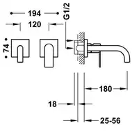 Bateria podtynkowa umywalkowa, wylewka 180 mm Stal TRES 20030001AC