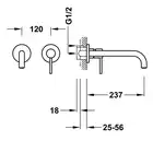 Bateria podtynkowa umywalkowa, wylewka 237 mm Złoto 24K TRES 26230002OR