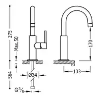 Bateria umywalkowa Czerń metalizowana szczotkowana TRES 26290403KMB