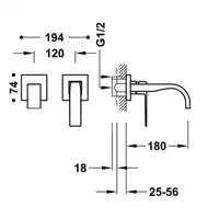 Bateria podtynkowa umywalkowa, wylewka 180 mm Matowa biel TRES 20230003BM