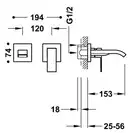 Bateria podtynkowa umywalkowa, wylewka 153 mm Matowe złoto 24K TRES 00630003OM