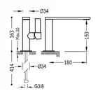 Bateria umywalkowa wylewka 34x10 mm 24-karatowe różowe złoto TRES 21120501OP