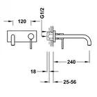 Bateria podtynkowa umywalkowa, wylewka 240 mm Czerń metalizowana szczotkowana TRES 26230012KMB