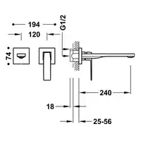 Bateria podtynkowa umywalkowa, wylewka 240 mm Matowa biel TRES 20230002BM