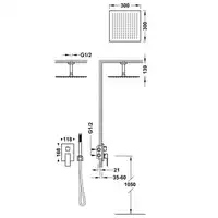 Jednouchwytowa bateria podtynkowa Rapid-Box (2-drożna) z regulacją strumienia 300x300 mm Matowe złoto 24K TRES 00628003OM