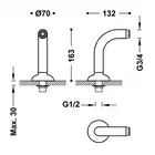 Kolanko adapter wanna‑prysznic 2 sztuki z tłumikiem Stary mosiądz TRES 24287101LV