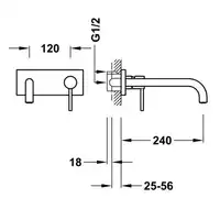 Bateria podtynkowa umywalkowa, wylewka 240 mm Chrom TRES 26230012