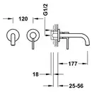 Bateria podtynkowa umywalkowa, wylewka 177 mm Czerń metalizowana szczotkowana TRES 26230001KMB