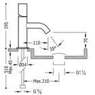 Bateria umywalkowa Czerń metalizowana szczotkowana TRES 26190301KMB