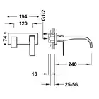 Bateria podtynkowa umywalkowa, wylewka 240 mm Stal TRES 20230014AC