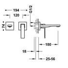 Bateria podtynkowa umywalkowa, wylewka 180 mm Matowa biel TRES 20230001BM