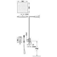 Zestaw natryskowy z baterią podtynkową Rapid-Box z regulacją strumienia 380x380 mm Złoto 24K TRES 20228006OR