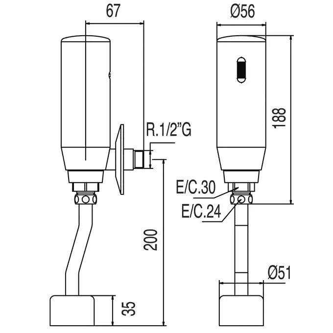 Armatura elektroniczna do pisuaru Chrom TRES 112206