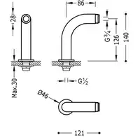 Kolanko adapter wanna–prysznic 2 sztuki z tłumikiem Chrom TRES 29987001