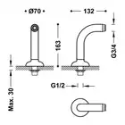 Kolanko adapter wanna‑prysznic 2 sztuki z tłumikiem mosiądz z efektem postarzenia matowy TRES 24287101LM