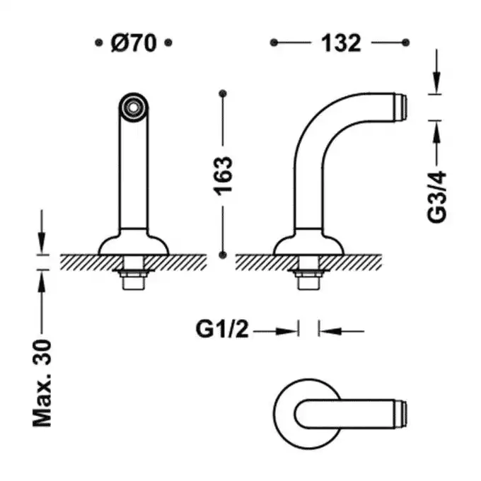 Kolanko adapter wanna‑prysznic 2 sztuki z tłumikiem mosiądz z efektem postarzenia matowy TRES 24287101LM