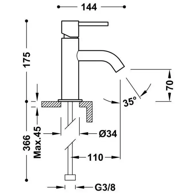 Bateria umywalkowa Czerń metalizowana szczotkowana TRES 26290301KMB