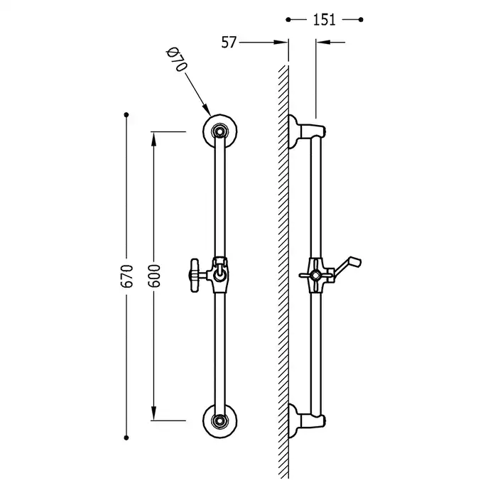 Drążek niklowany Ø 20,6 mm dł. 600 mm Stal TRES 24273201AC