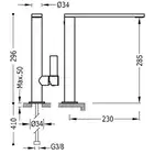 Bateria umywalkowa wylewka 34x10 mm 24-karatowe różowe złoto TRES 21140501OP