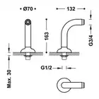 Kolanko adapter wanna‑prysznic 2 sztuki z tłumikiem Chrom TRES 24287101