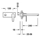 Bateria podtynkowa umywalkowa, wylewka 240 mm Chrom TRES 20530012