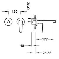 Bateria podtynkowa umywalkowa, wylewka 177 mm Chrom TRES 20430001