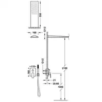 Zestaw natryskowy z baterią podtynkową Rapid-Box z regulacją strumienia 160x550 mm Matowe złoto 24K TRES 21128005OM