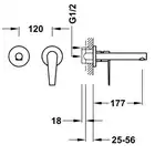 Bateria podtynkowa umywalkowa, wylewka 177 mm Chrom TRES 20530001