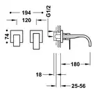 Bateria podtynkowa umywalkowa, wylewka 180 mm Chrom TRES 00630001