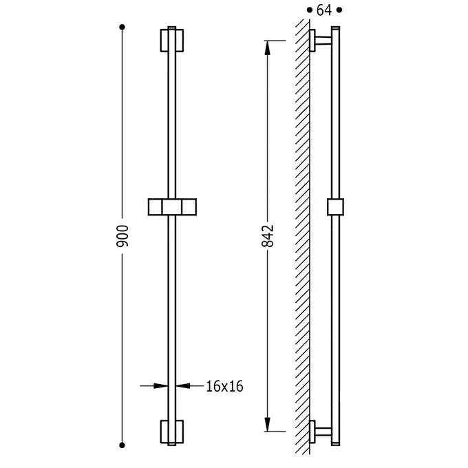 Drążek niklowany Mosiężny dł. 842 mm Chrom TRES 107935