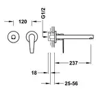 Bateria podtynkowa umywalkowa, wylewka 237 mm Chrom TRES 20530002