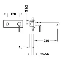 Bateria podtynkowa umywalkowa, wylewka 240 mm Chrom TRES 06230012