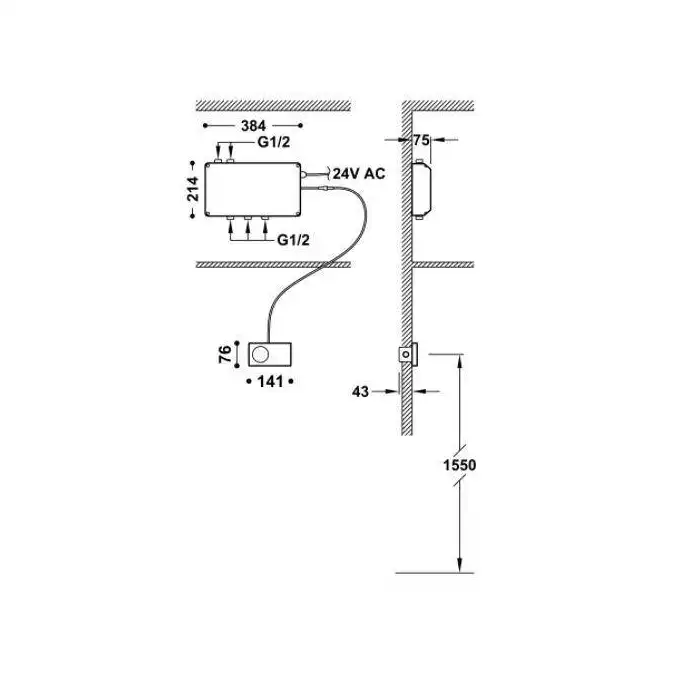 Wbudowany system elektronicznej kontroli termostatycznej Shower Technology Blue EditionCzarny-Chrom TRES 49288399