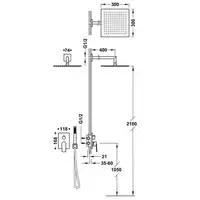 Zestaw natryskowy z baterią podtynkową Rapid-Box z regulacją strumienia 300x300 mm Stal TRES 21128004AC