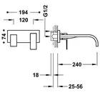 Bateria podtynkowa umywalkowa, wylewka 240mm Chrom TRES 00630012