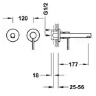 Bateria podtynkowa umywalkowa, wylewka 177 mm Chrom TRES 06230001