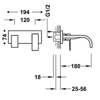 Bateria podtynkowa umywalkowa, wylewka 180 mm Chrom TRES 00630011