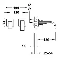 Bateria podtynkowa umywalkowa, wylewka 180 mm Chrom TRES 00630001