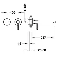 Bateria podtynkowa umywalkowa, wylewka 237 mm Chrom TRES 06230002