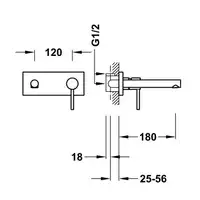 Bateria podtynkowa umywalkowa, wylewka 180 mm Chrom TRES 06230011