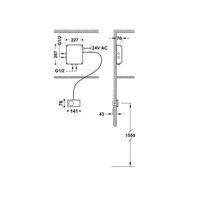 Wbudowany system elektronicznej kontroli termostatycznej Shower Technology Blue EditionCzarny-Chrom TRES 49288299